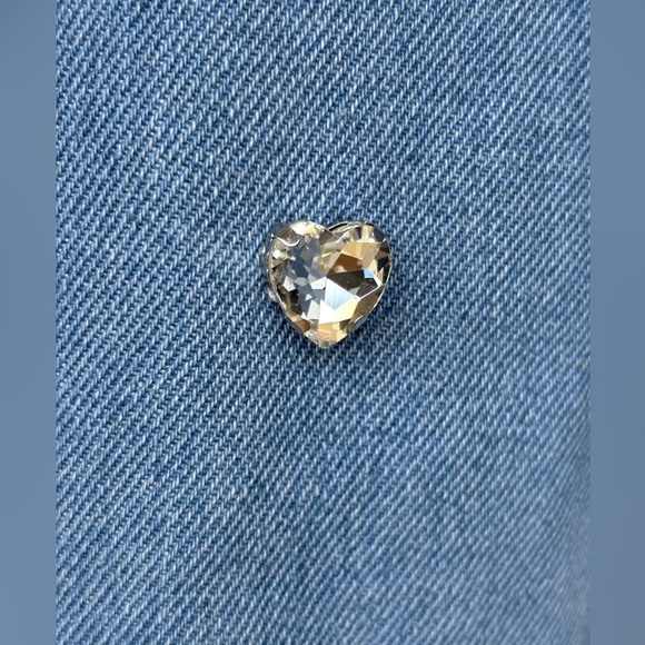 Between Us women’s hearts rhinestones wide led denim jeans raw hem size 0 used - Picture 2 of 9